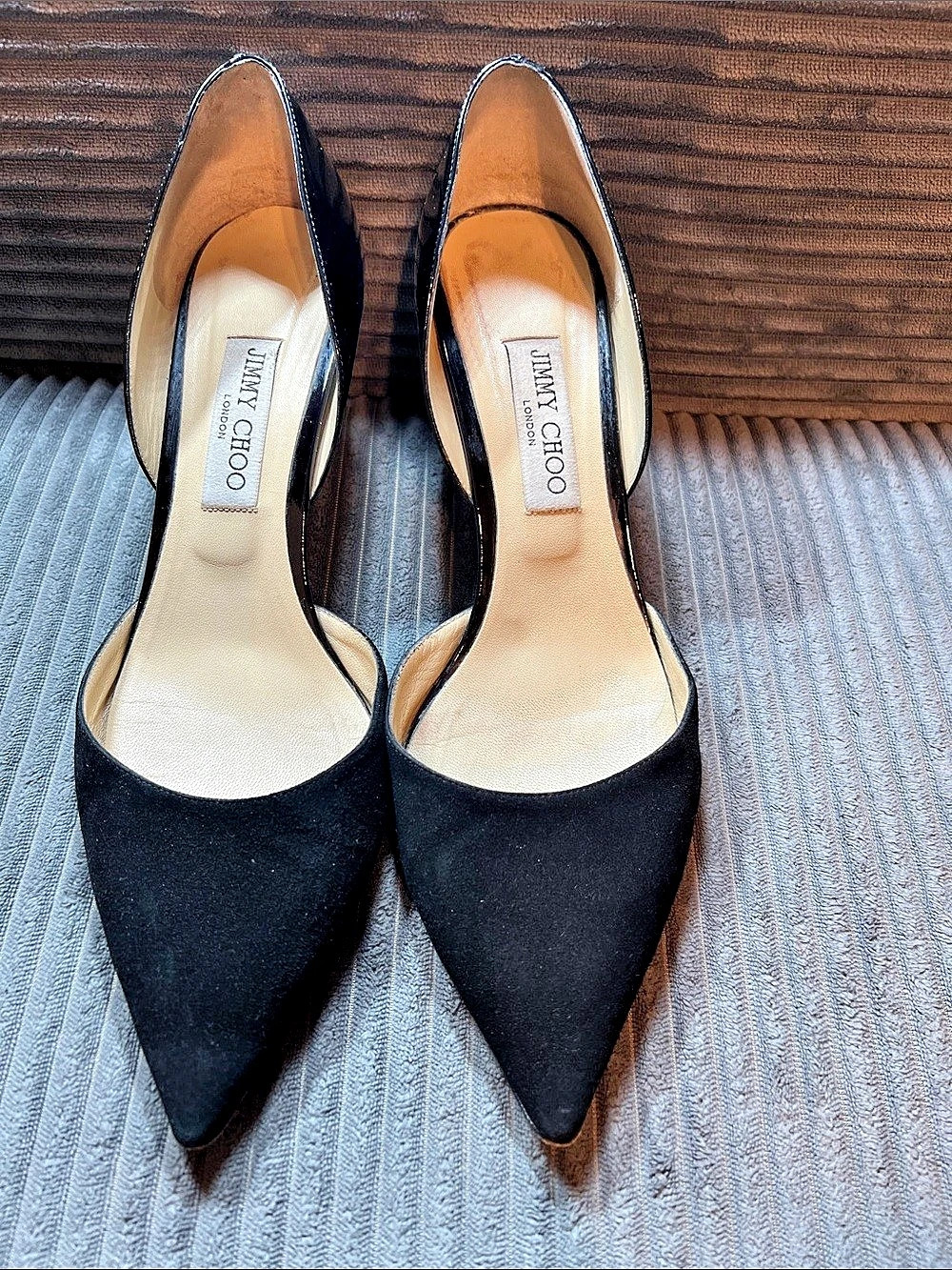 Jimmy Choo Darylin d'Orsay
Pump Black Suede and Patent
Leather Size 42